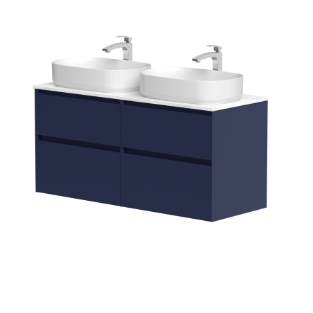 Dviejų spintelių komplektas "LOFT" su "Carrara" marmuro stalviršiu ir dviem pastatomais "Vessel" praustuvais