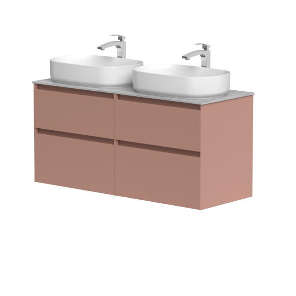 Two-cabinet set "LOFT" with "Dekton®" concrete countertop and two "Vessel" countertop washbasins
