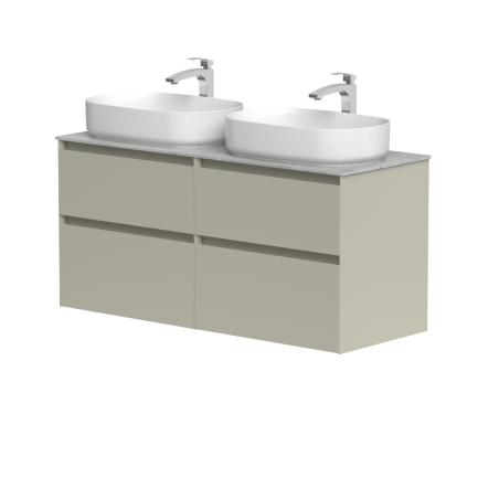 Dviejų spintelių komplektas "LOFT" su "Dekton®" betono stalviršiu ir dviem pastatomais "Vessel" praustuvais