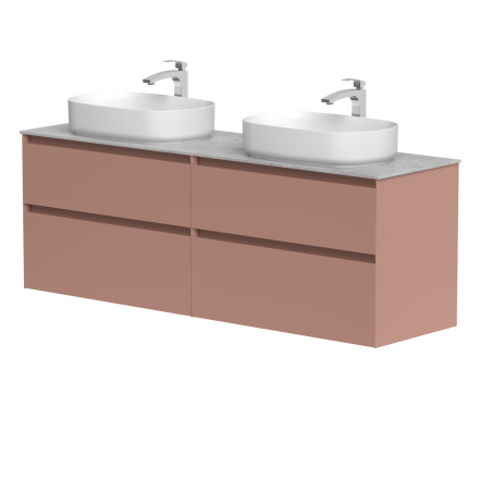 Dviejų spintelių komplektas "LOFT" su "Dekton®" betono stalviršiu ir dviem pastatomais "Vessel" praustuvais