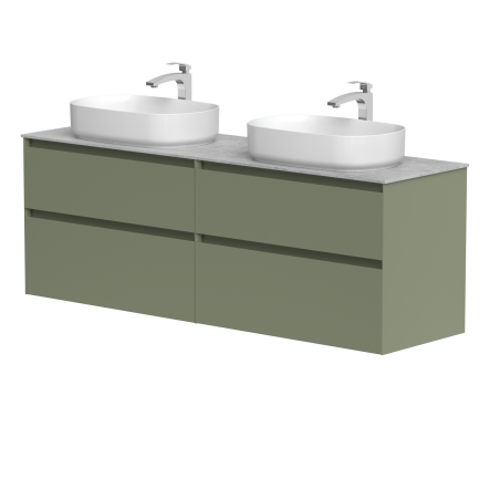 Dviejų spintelių komplektas "LOFT" su "Dekton®" betono stalviršiu ir dviem pastatomais "Vessel" praustuvais