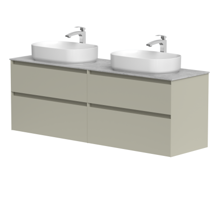 Dviejų spintelių komplektas "LOFT" su "Dekton®" betono stalviršiu ir dviem pastatomais "Vessel" praustuvais