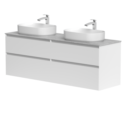 Dviejų spintelių komplektas "LOFT" su "Dekton®" betono stalviršiu ir dviem pastatomais "Vessel" praustuvais