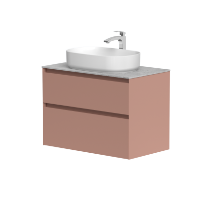 Spintelė "LOFT" su "Dekton®" betono stalviršiu ir pastatomu "Vessel" praustuvu