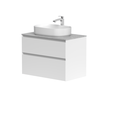 Spintelė "LOFT" su "Dekton®" betono stalviršiu ir pastatomu "Vessel" praustuvu