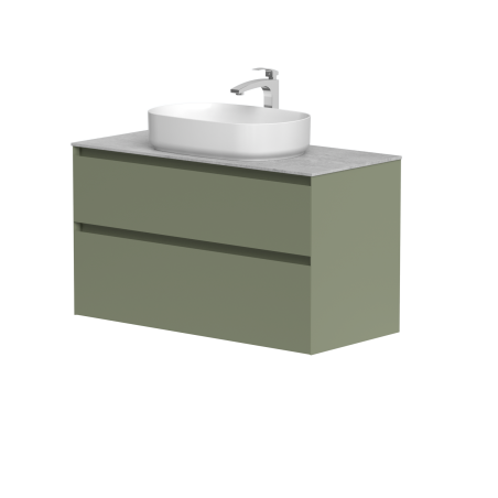 Spintelė "LOFT" su "Dekton®" betono stalviršiu ir pastatomu "Vessel" praustuvu