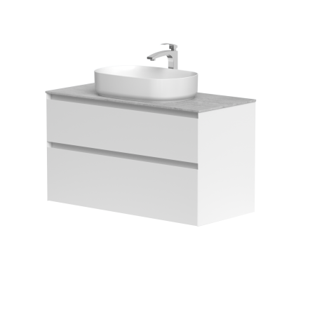 Spintelė "LOFT" su "Dekton®" betono stalviršiu ir pastatomu "Vessel" praustuvu