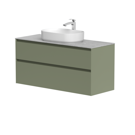 Spintelė "LOFT" su "Dekton®" betono stalviršiu ir pastatomu "Vessel" praustuvu