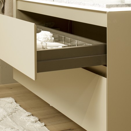 Spintelė "LOFT" su "Carrara" marmuro stalviršiu ir pastatomu "Vessel" praustuvu