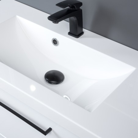 Cabinet "DUET" with handles and recessed ceramic washbasin "PAULA"