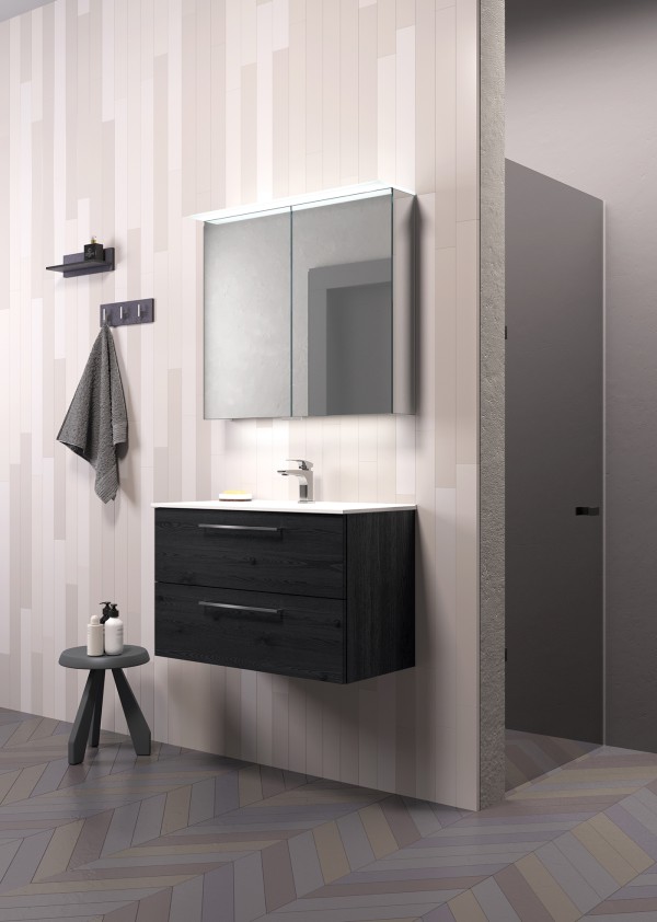 Cabinet "DUET" with chrome handles and recessed...