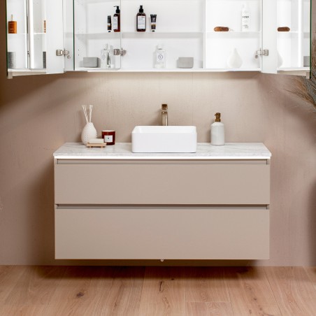 Spintelė "LOFT" su "Dekton®" betono stalviršiu ir pastatomu "Vessel" praustuvu