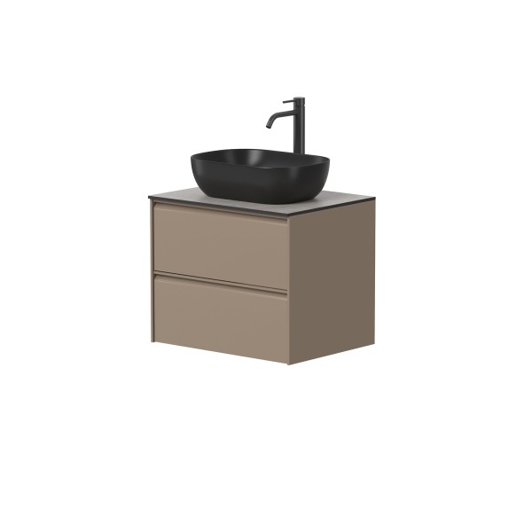 Cabinet "MOON" with "HPCompact" countertop and freestanding "OVALO" washbasin