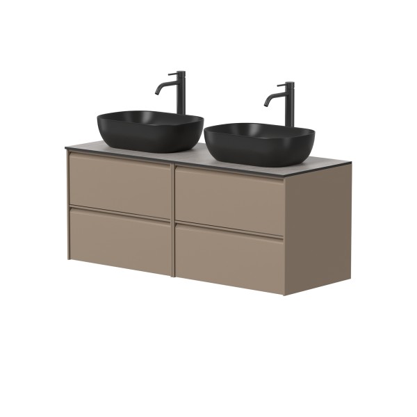 Two-cabinet "MOON" with "HPLCompact" countertop and two "OVALO" freestanding washbasins