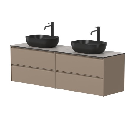 Dviejų spintelių "MOON" su "HPLCompact" stalviršiu ir dviem pastatomais "OVALO" praustuvais