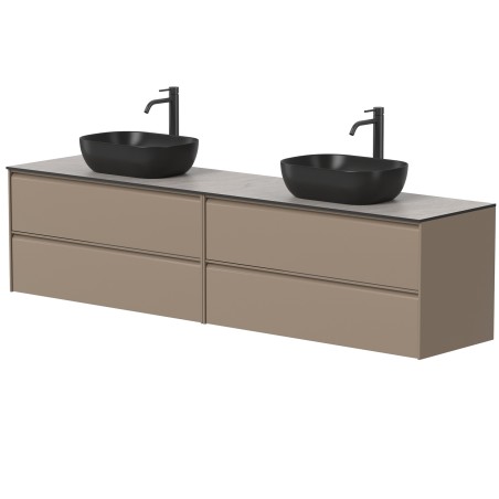 Dviejų spintelių "MOON" su "HPLCompact" stalviršiu ir dviem pastatomais "OVALO" praustuvais