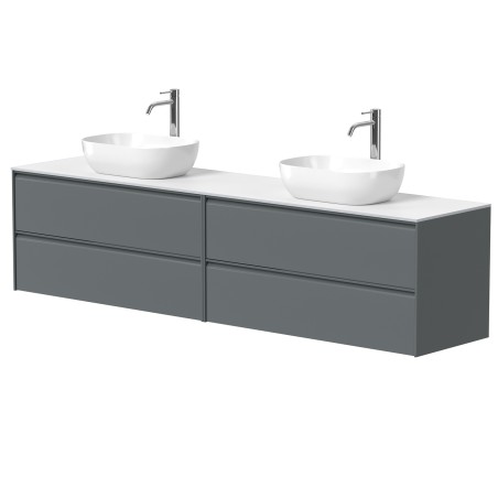 Dviejų spintelių "MOON" su "HPL Compact" stalviršiu ir dviem pastatomais "OVALO" praustuvais