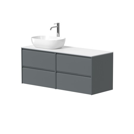 Dviejų spintelių "MOON" su "HPL Compact" stalviršiu ir pastatomu "OVALO" praustuvu