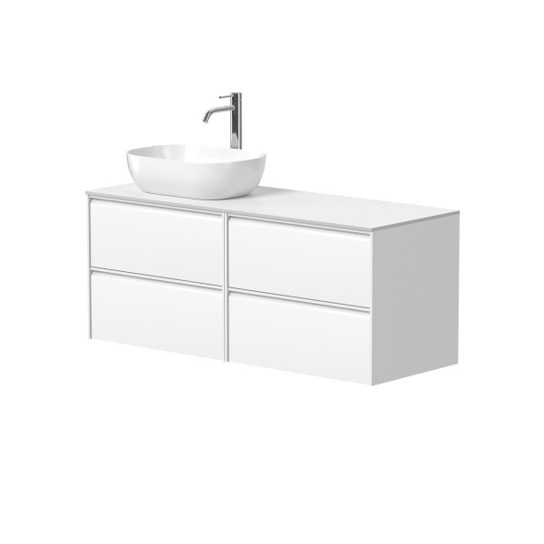 Two-cabinet "MOON" with "HPL Compact" countertop and freestanding "OVALO" washbasin