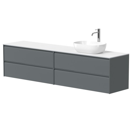 Dviejų spintelių "MOON" su "HPL Compact" stalviršiu ir pastatomu "OVALO" praustuvu