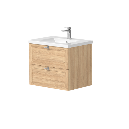 Spintelė "RUSTIC" su "INOX" spalvos rankenėlėmis ir keraminiu praustuvu "SEVILLE"