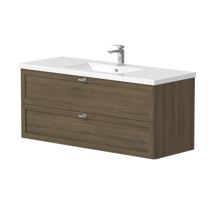 Spintelė "RUSTIC" su "INOX" spalvos rankenėlėmis ir keraminiu praustuvu "SEVILLE"