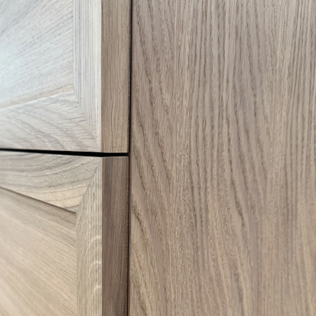 Spintelė "RUSTIC" su "INOX" spalvos rankenėlėmis ir keraminiu praustuvu "SEVILLE"