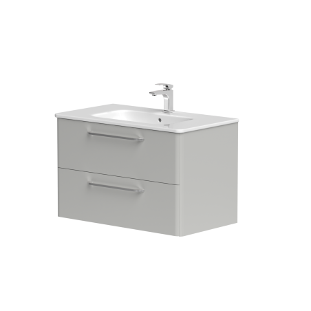 Spintelė "SOFT" su chromo spalvos rankenomis ir keraminiu praustuvu