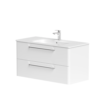 Spintelė "SOFT" su chromo spalvos rankenomis ir keraminiu praustuvu