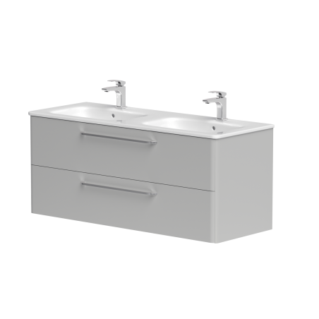 Spintelė "SOFT" su chromo spalvos rankenomis ir dvigubu keraminiu praustuvu