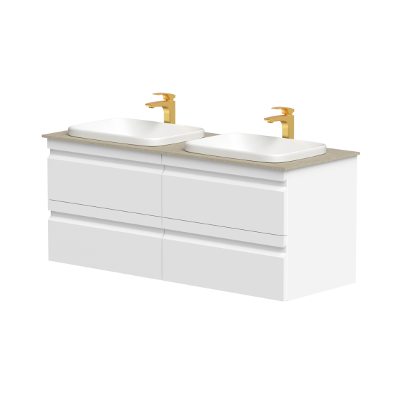 Two-cabinet "TERRA" with HPL Compact countertop and two "MOVADO" washbasins