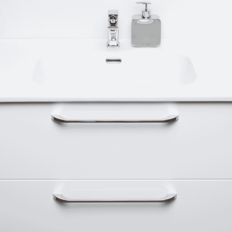 Spintelė "SOFT" su chromo spalvos rankenomis ir keraminiu praustuvu