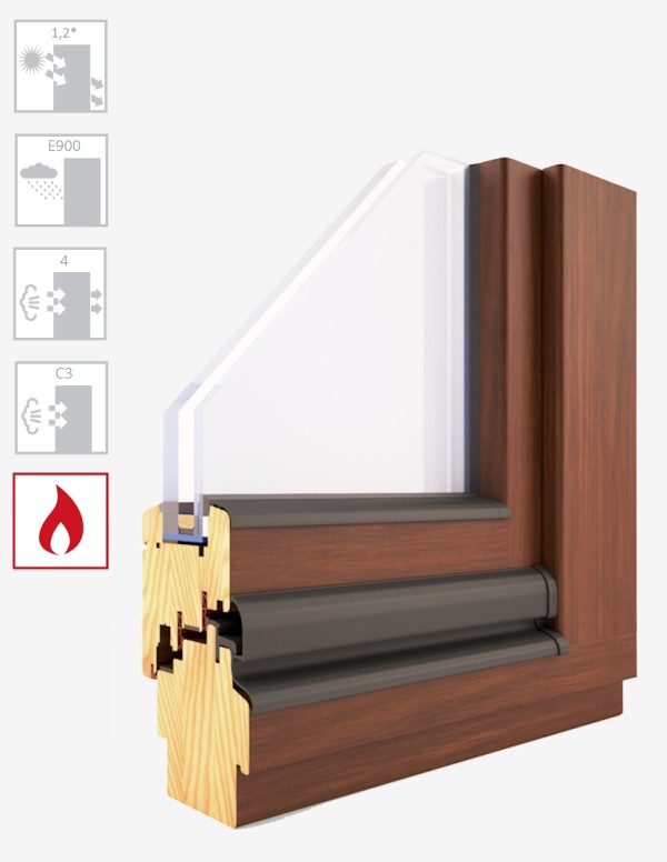 Wooden windows EC 90 EI 30