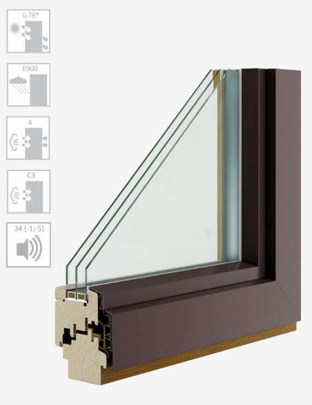 Wood-Aluminium windows ENERGY CONCEPT 90 ALU-EFFECT