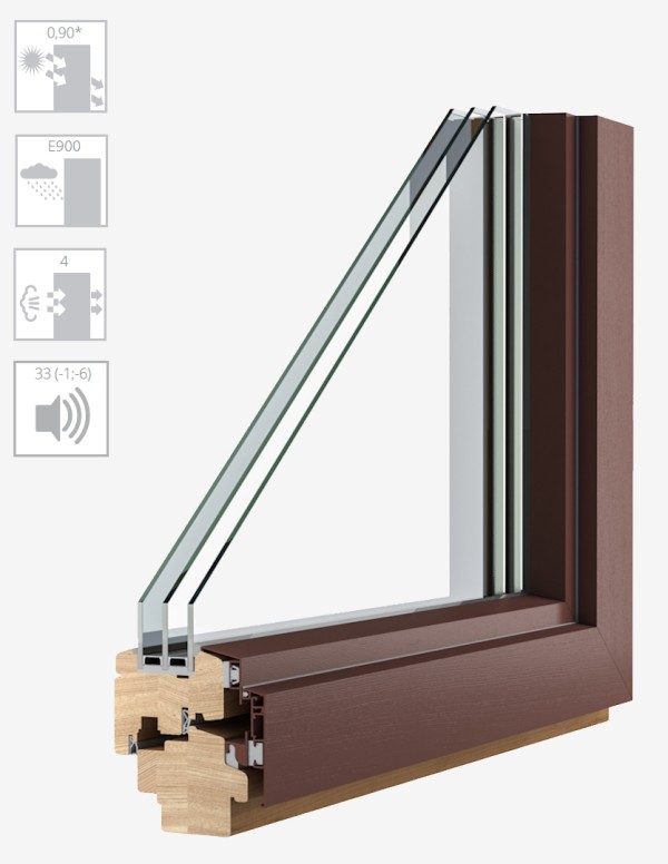 Wood-Aluminium windows TYPE C PLUS ALU-EFFECT