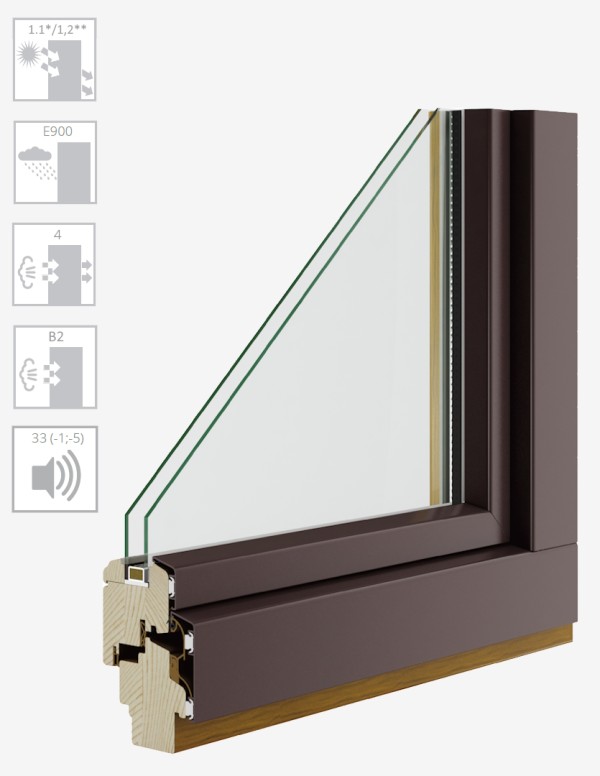 Wood-Aluminium windows TYPE C ALU-EFFECT