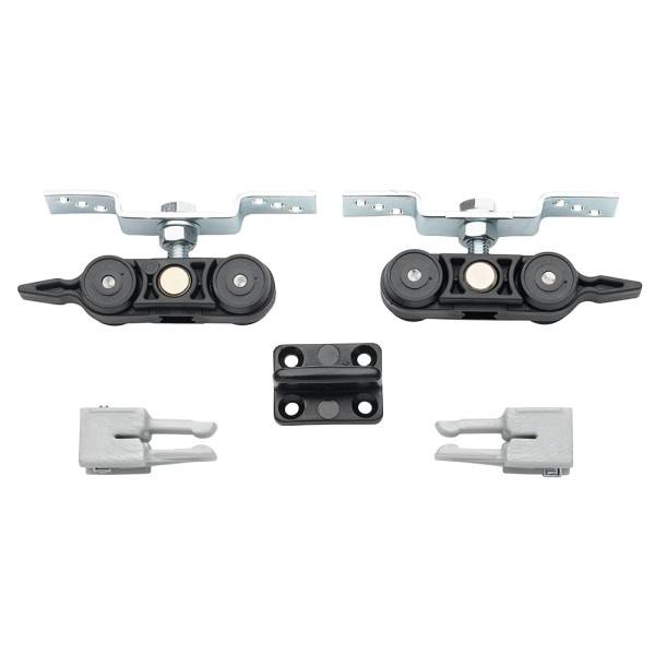 Castor set with rail 2479 for sliding system with deceleration