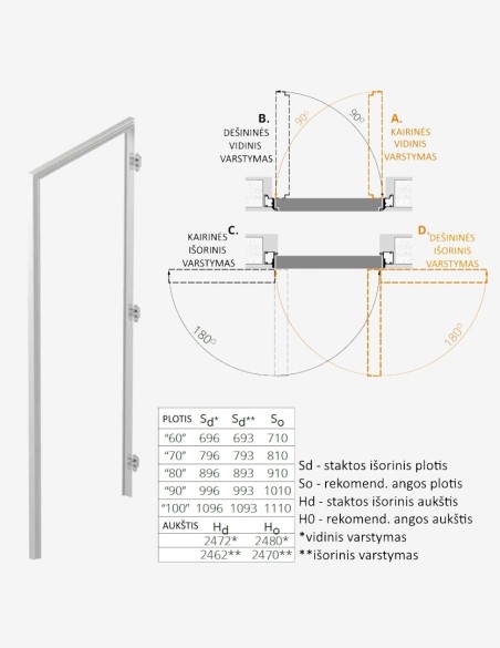 Concealed door "HARMONY" 242/243 cm Primed