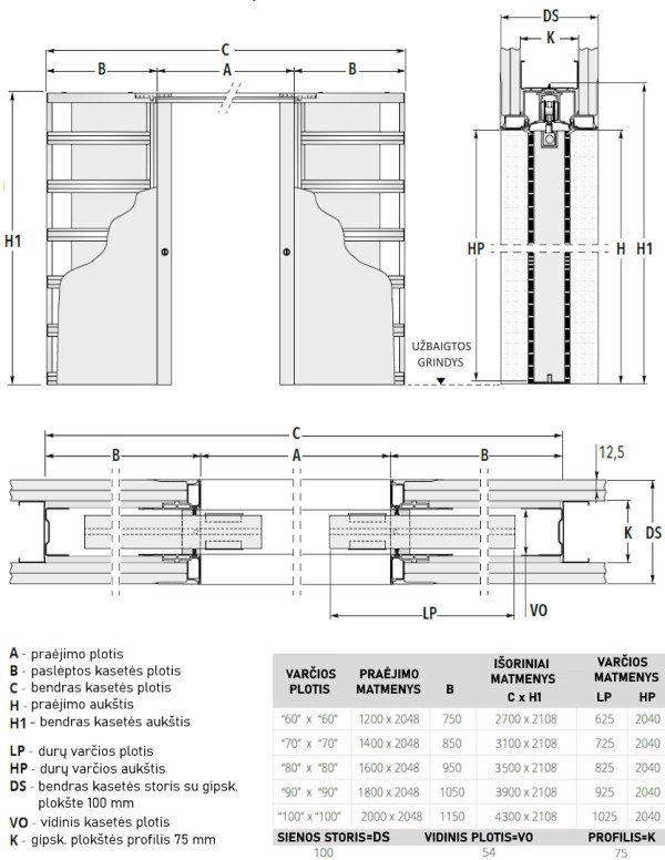 Pocket sliding double doors "SIMPLE 00" ECLISSE