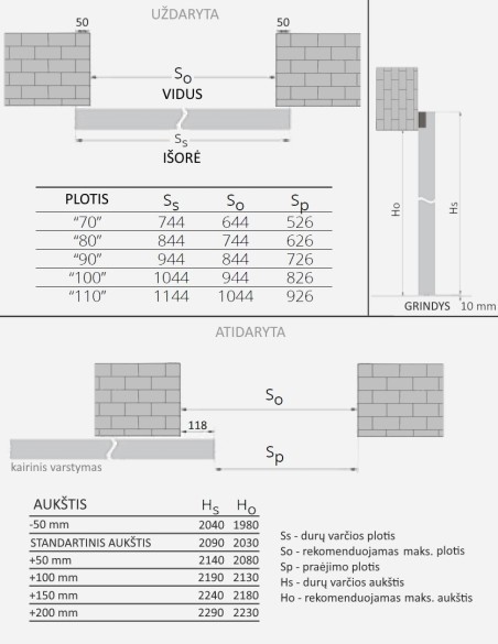 Stumdomos durys su paslėptu bėgeliu ir sistema "MOVI" | Dažytos