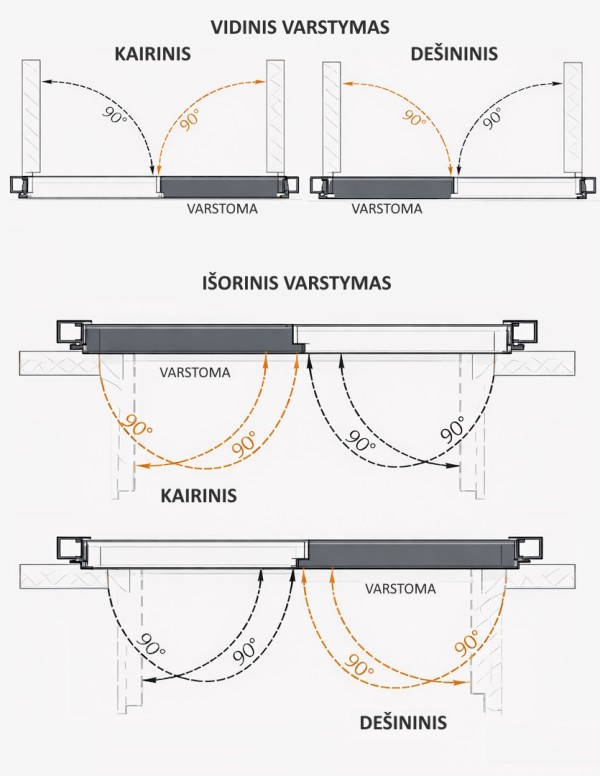 Nematomos dvigubos vidaus durys "HARMONY" Gruntas