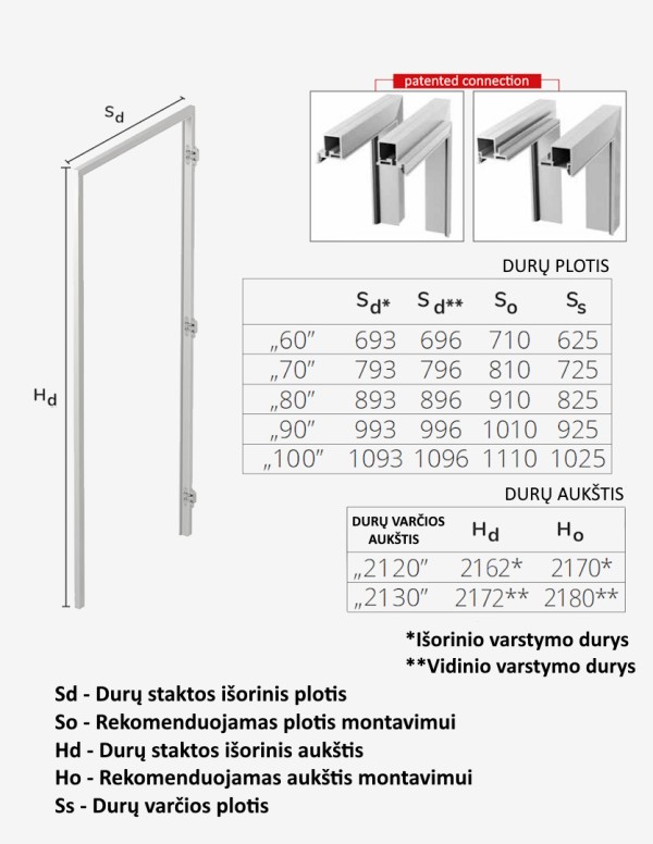 Nematomos vidaus durys "HARMONY" 212/213 cm...