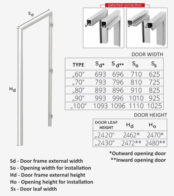 Concealed door "HARMONY" 242/243 cm Painted